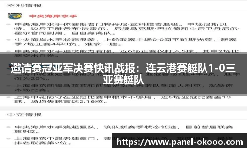 邀请赛冠亚军决赛快讯战报：连云港赛艇队1-0三亚赛艇队